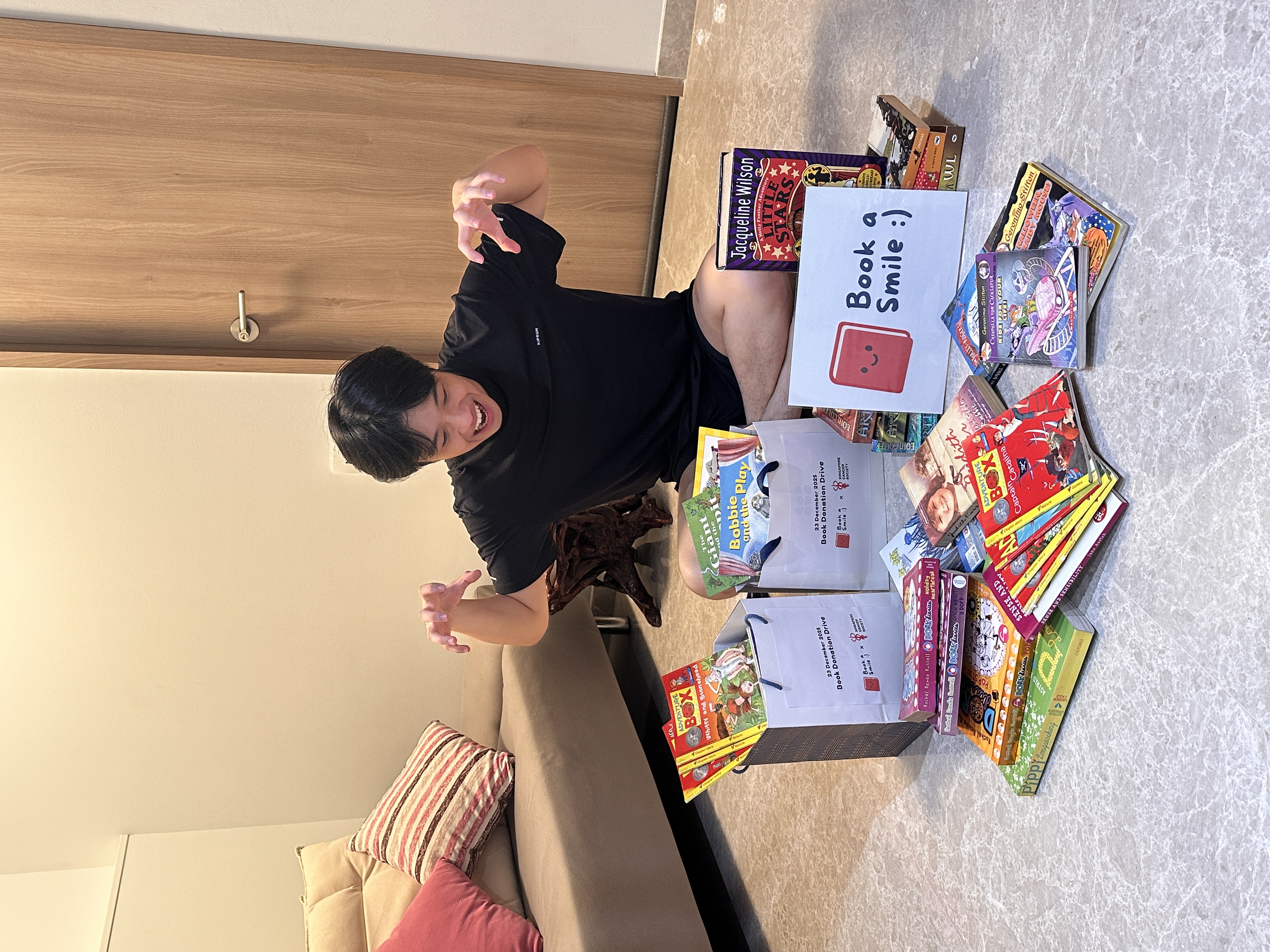 Volunteers sorting books